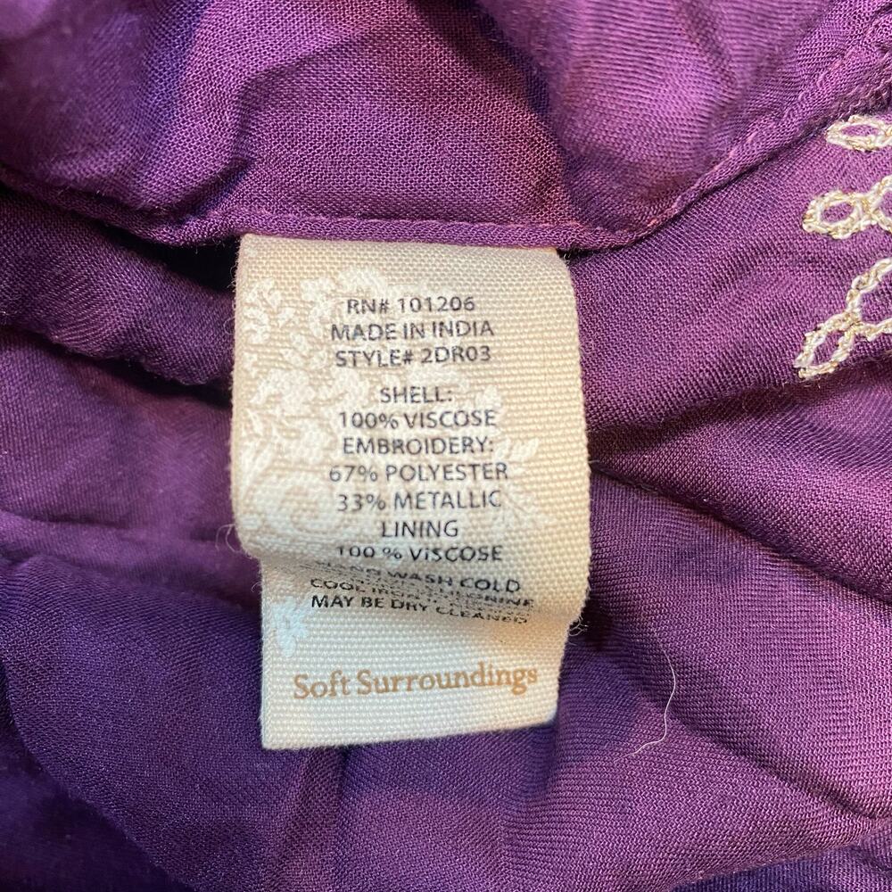 Soft Surroundings Idaira Women Medium Purple Flowy Tunic Embroidered Top Blouse - Picture 9 of 9